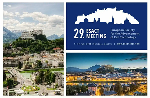 A picture of a castle on the hill in the left pane, logo of ESACT 2026 in the right top pane, and a night view of the city and castle in the bottom right pane
